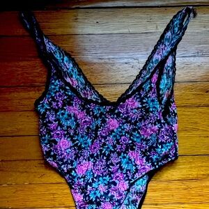 80’s high cut Floral Lace Bodysuit